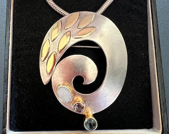 Opal Aquamarine Multi-Stone Pendant | 14K Gold & Sterling Silver