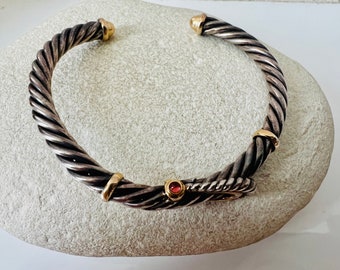 Pink Tourmaline Cuff Bracelet | Woven Twisted Sterling Silver Jewelry | Artisan Gemstone 14k 925 Bracelet | Bracelet Gift for Her | Glamrox