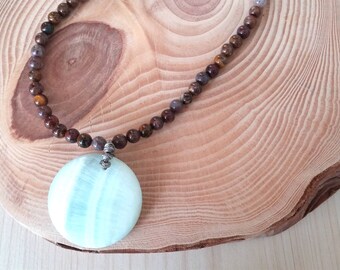 RARE Hemimorphite Ice Blue and Jasper Necklace. Hemimorphite Necklace. Jasper Necklace. Israel Jewelry. Ice Blue Necklace. Artisan Necklace