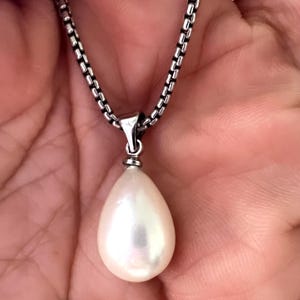 18K Gold Plated Large Baroque Pearl Pendant | Bridal Jewel Genuine Cultured Pearl Jewelry | Elegant Statement Necklace Gift for Her