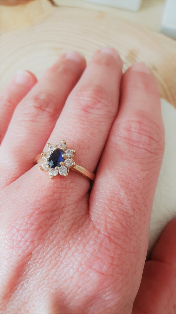 Solid 14K Yellow Gold Ring, Natural Blue Sapphire Ring, September  Birthstone Ring, Solitaire Ring, Minimalist Ring, Statement Dainty Ring -  Etsy