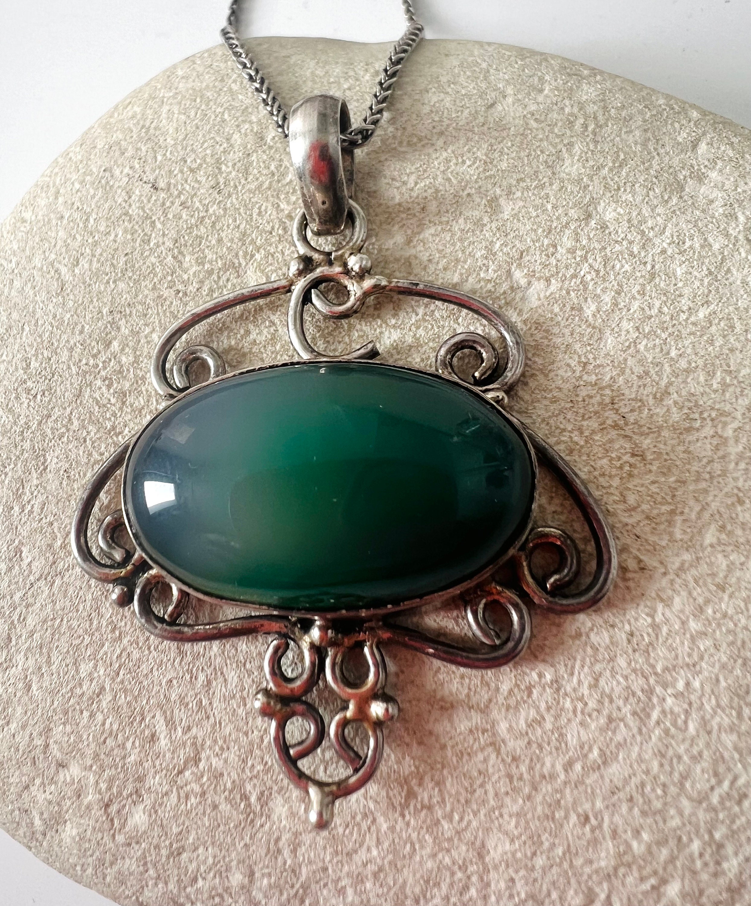 【お客】 アンティーク アールヌーボー グリーン ムーンストーン