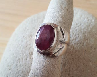 Ruby Sterling Silver 925 Statement Artisan Ring. Ruby Ring 925.Israel Jewelry 925. Pomegranate Ruby.Ruby 925. Ruby Ring 925