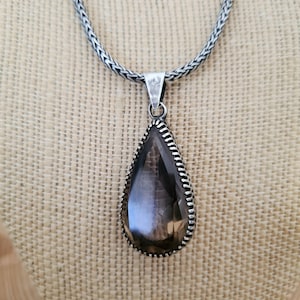 Mid Century Topaz Sterling Silver 925 Pendant Drop Pear Shape. Antique Sterling Silver Israel Artisan Pendant Smokey Topaz. Topaz Large 925