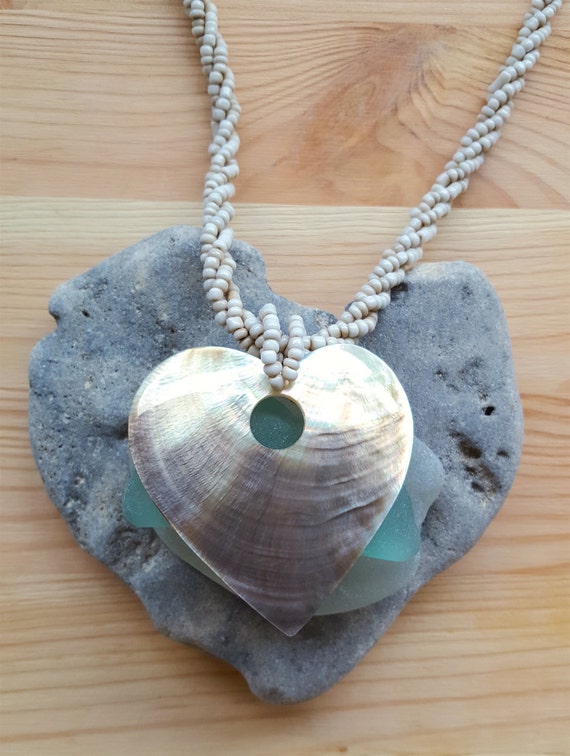 ON SALE...Gorgeous Abalone Heart Shell Neutral Ton