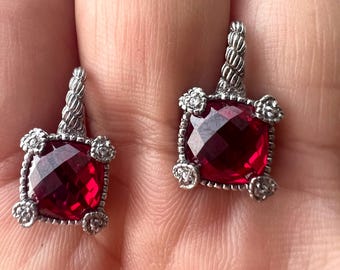 18K Gold Ruby Diamond Lock Back Earrings | Fine Jewelry | Classic Heirloom Earrings | Luxury Gift for Her | Glamrox Luxe Collection 18k 925