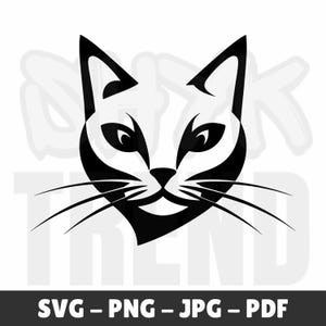 Cat Face SVG PNG, Cat Head Clipart, Digital Download, Cute Cat Illustration, Instant Download, Cricut & Silhouette Files, Animal Logo Design