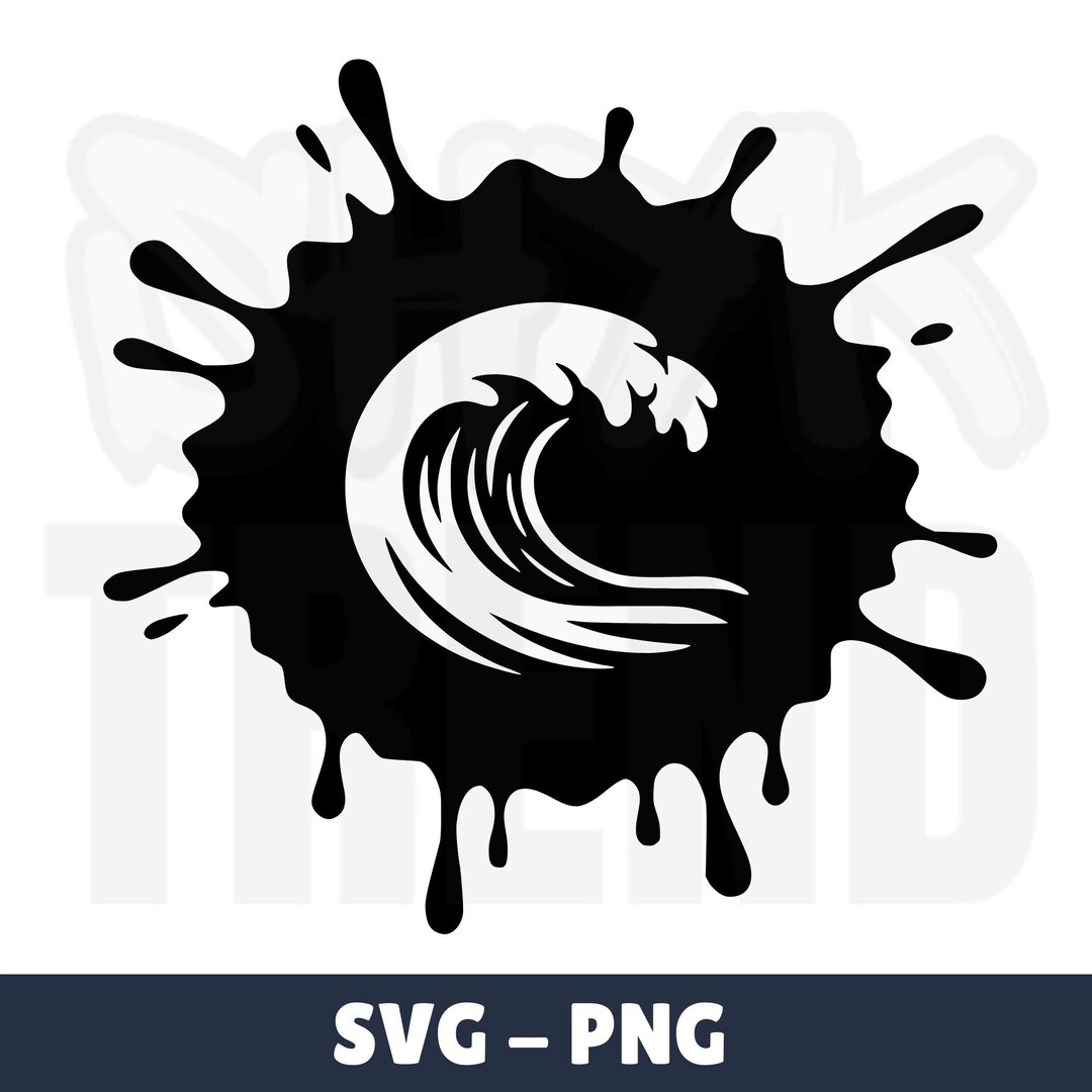 Wave Ink Splat Oceanic Wave Ink Splatter SVG | Ocean Wave Clipart PNG | Surf Splash ...