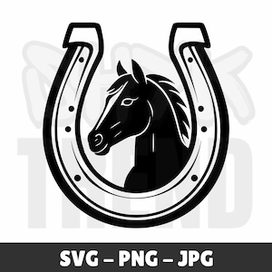 Horseshoe Line Art SVG: Horse Head Clipart, Cricut & Silhouette (Digital Download