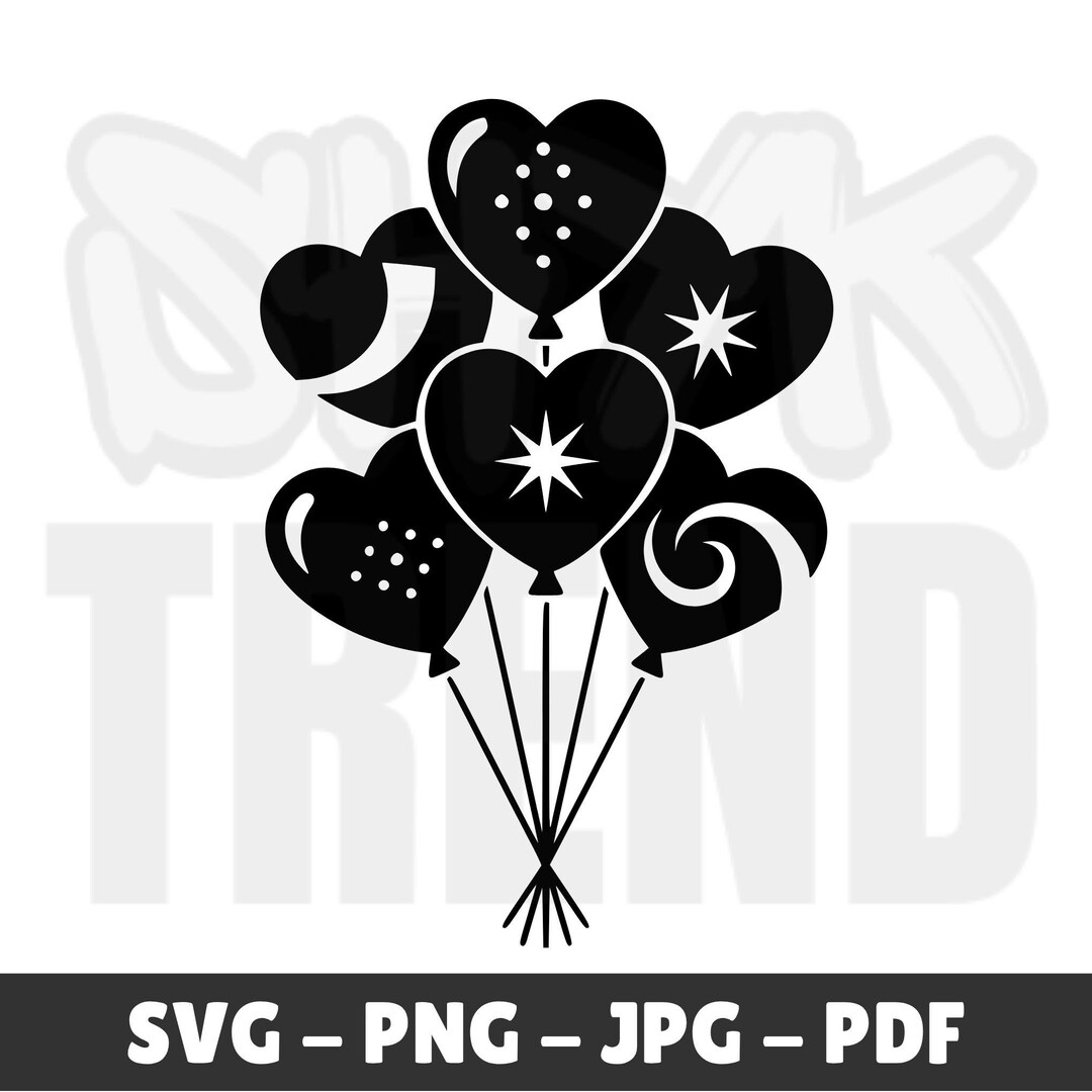 Heart Balloons SVG Clipart | Valentine's Day, Wedding (digital Download ...