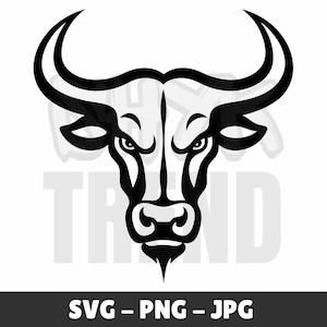 Bull Head Svg, Bull Face Svg Png – Angry Bull Mascot Clipart, Bull Head Line Art, Instant Download for Cricut & Silhouette Cutting Files