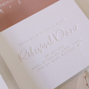 Custom Hand Lettering Letterpress Tonal Wedding Invitation Suite Los Olivos Suite Sample Pack image 5