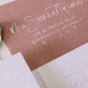 Custom Hand Lettering Letterpress Tonal Wedding Invitation Suite Los Olivos Suite Sample Pack image 3