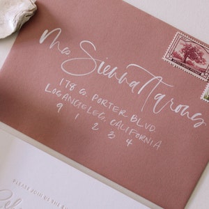 Custom Hand Lettering Letterpress Tonal Wedding Invitation Suite Los Olivos Suite Sample Pack image 9