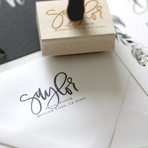 Custom Calligraphy Hand Lettered Return Address Rubber Stamp image 3