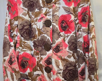 Blazer corto acolchado con estampado floral estilo boho Y2K de Charles Gray London para mujer, talla grande.