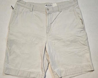 Columbia Sportswear Men Active Outdoor Ameican Beige Casual Cargo Utility Work Shorts 36x10