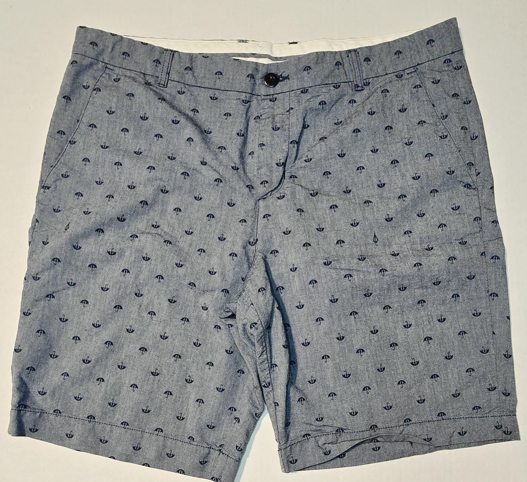 Ben Sherman, Ben Sherman Men Blue Umbrella Logo Casual Flat Chino 100% Cotton Shorts Size 38