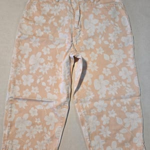 Lee Women Khakis VTG Y2K Classic Pink Floral Wide Leg Crop Capri Pants Size 12M