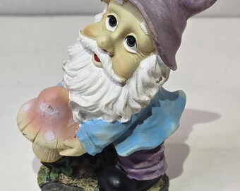 Whimsical Mini 3.5 inch Gnome Holding Mushroom Fairy Garden Decoration Figurine