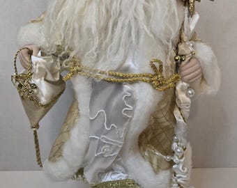 St. Nicholas Santa Claus Old World White Cape 18.5 inch Christmas Decoration Figurine