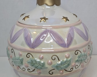Large Ornament Holiday Theme Ceramic Cookie Jar Candy Storage Jar Canister