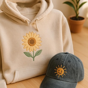 Embroidered Sunflowers Shirt, Cute Vintage Flower Embroidered Ultra Soft Tee, Cottagecore Shirt