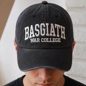 Embroidered Basgiath War College Washed Hat, Fourth Wing Embroidered Hat, Xaden Riorson, Dragon Rider Hat, Romantasy Reader Bookish Gift Cap