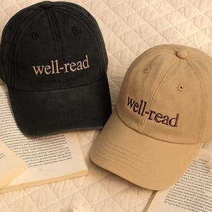 Embroidered Well-Read Washed Cap, Book Lover Aesthetic Hat, Gift for Book Lover