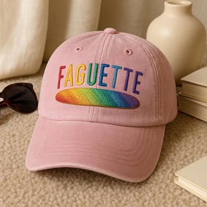 Faguette LGBT Hat, LGBT Baguette Hat, Funny Pride Hat, French Gay Lesbian Joke Hat, Gift for Gay Friend, Humor LGBT Meme Hat