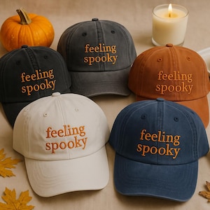 Feeling Spooky Hat, Embroidered Halloween Hat, Fall Baseball Cap, Spooky Season Gift, Witchy Aesthetic, Minimal Custom Hat