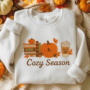 Cozy Season Embroidered Sweatshirt, Cozy Season Sweatshirt, Autumn Sweatshirts, Sweatshirts for Her, Fall Sweatshirt, Cozy Autumn Shirt