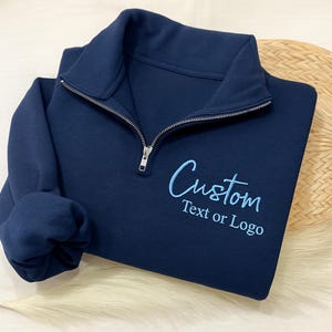 Custom Logo for Team, Business, Bridal Parties, Events, or Everyday Wear Quarter Zip Sweatshirt – Personalized Left Chest Embroidery