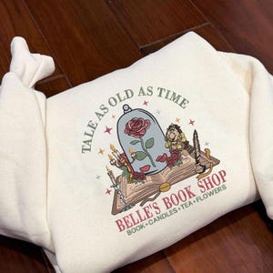 Digital Embroidery File – Vintage Retro Belle's Book Shop Design, Princess Belle Embroidery Pattern, Tale as Old as Time Stitch File