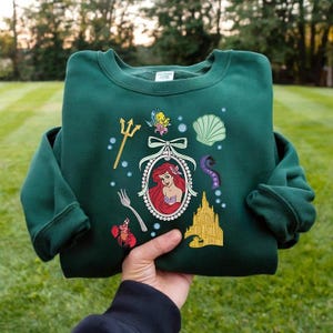 Cartoon Princess Embroidered Sweatshirt, Magic Kingdom Embroidered Jumper, Princess Icon Embroidered Sweaters, Girl Trip Shirt