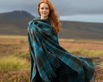 Scottish Tartan Wool Shawl Highlander Plaid Winter Wrap Women's Warm Blanket Shawl Best Gift For Her Offered in 50+ Tartans