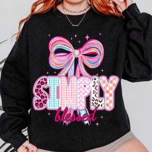 Simply Blessed Coquette Png, Retro Christian Png, Faith png, Christian Coquette PNG, Religious Png, Bible Verse Png, Bow Png, Pink Coquette