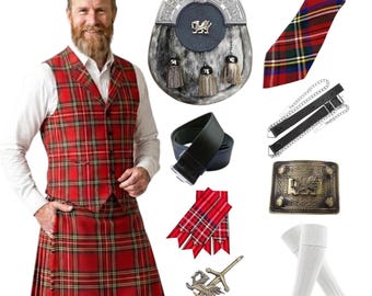 Ensemble kilt écossais dragon gallois pour homme, 10 tenues de mariage écossaises des Highlands, offerte dans plus de 50 tartans