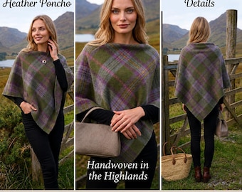 Poncho écossais à motif tartan pour femme, cape à carreaux écossais, châle, écharpe traditionnelle confortable Ruana, cadeau élégant pour elle, disponible dans plus de 50 tartans