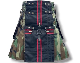 Herren Militär Gothic Camouflage Kilt Taktischer Hybrid Wandern Kilt Größen 26 "bis 60"