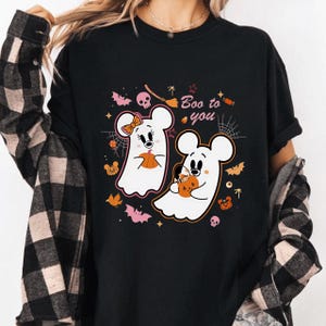 Vintage Mickey Minnie Ghost Boo To You PNG, Disney Halloween Digital Download, Cute Spooky Season Pastel Pumpkin Trick Or Treat Shirt Design