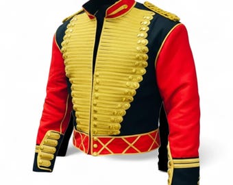 Militärische Husarenjacke für Herren - königliche Paradeuniform, traditioneller Armee-Frack, Elite-Zeremonie (Größe 34–54)