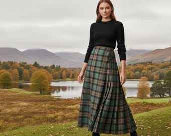 Maxi-Rock aus Schottenkaro Hochlandwolle wickeln Schottischer Kilt Kilt Kilt Kleidung Herbst & Winter Mode Angeboten in 50+ Tartans