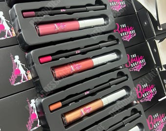 50pcs Private Label Black Case Lip Stick + Lip Liner Kit (High Quality) / Custom (ADD YOUR LOGO) Lot (50 Set)