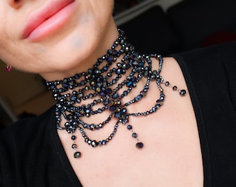 Victorian Gothic Black Crystal Choker, Dark Romance Necklace, fast and free UK  Delivery, Statement Collar, Perfect Fit