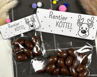 Afdrukbare sjablonen voor kerstrendierpoep | leuk klein kerstcadeau | kerstcadeau | PDF-cadeau-idee | sjabloon