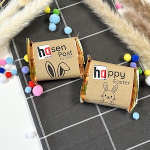 Utskrivbar mall för påskharepost, Hanuta-omslag | Påskpresent, godisförpackning | Påskharepresent för barn | PDF digital nedladdning