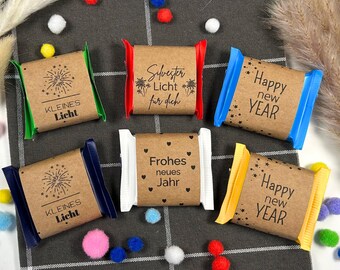 Printable gift idea for colleagues, employees, and friends | New Year's Eve small gift: Ritter Sport chocolate wrapper | New Year's craft template