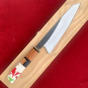 Custom Handmade Japanese Kitchen Knife, Chef Knife with Wooden Box Anniversary Gift, Chef Gift, Birthday Gift Unique Handle 14-inch Length