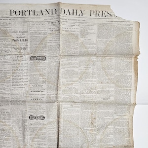 1866 Antique Newspaper - Portland Daily Press